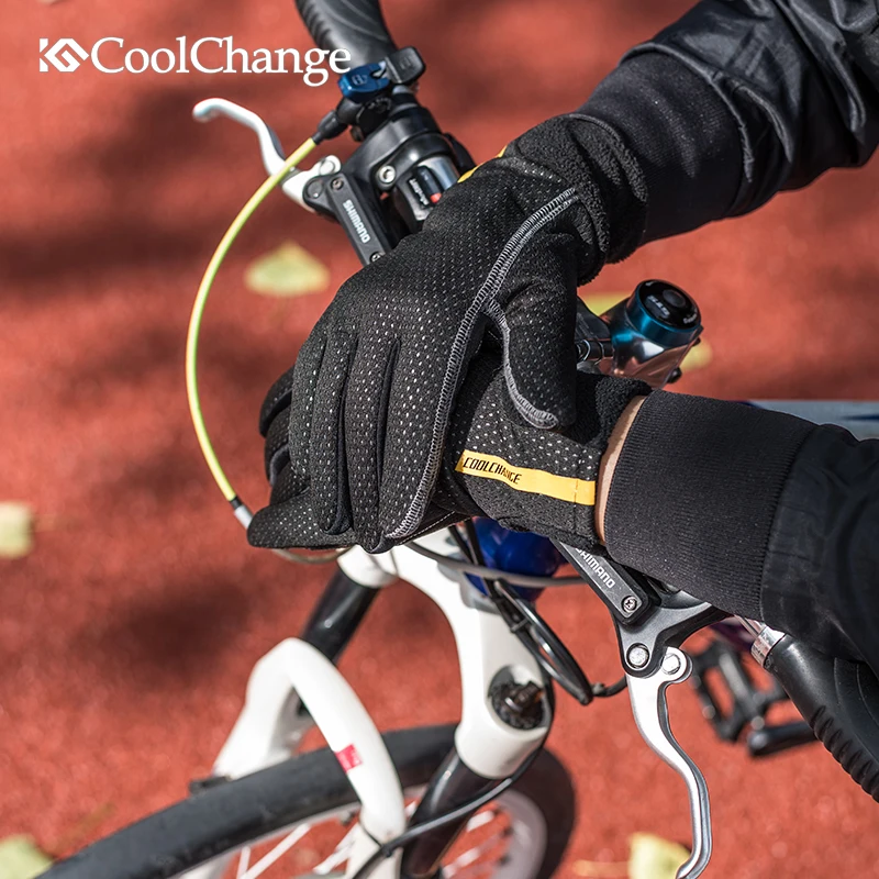 CoolChange велосипедные перчатки зимние теплые ветрозащитные MTB с сенсорным экраном
