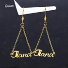 Индивидуальные висячие серьги с именем, индивидуальные висячие серьги с именной табличкой для женщин, высококачественные ювелирные изделия из нержавеющей стали от поставщика