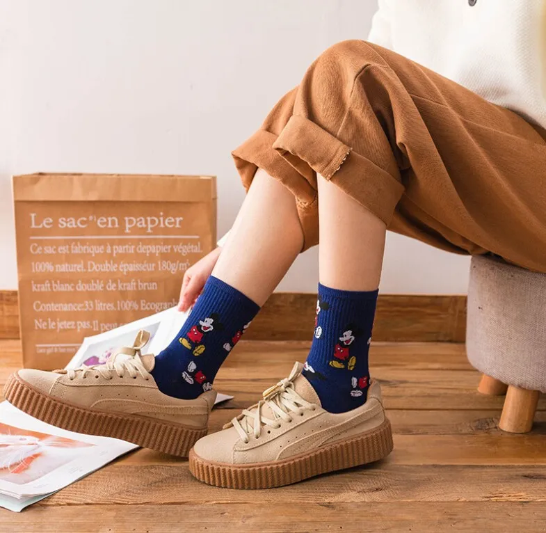 Корейский стиль calcetines Микки Мода Новинка милый мультфильм мышь Sox четыре сезона дикий забавные Женские носочки хлопок Sokke