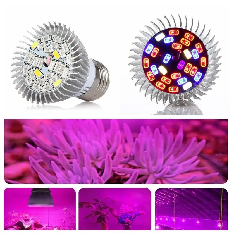 Светодиодсветильник лампа для выращивания растений GU10 E27 SMD5730 18 28 светодиодов УФ