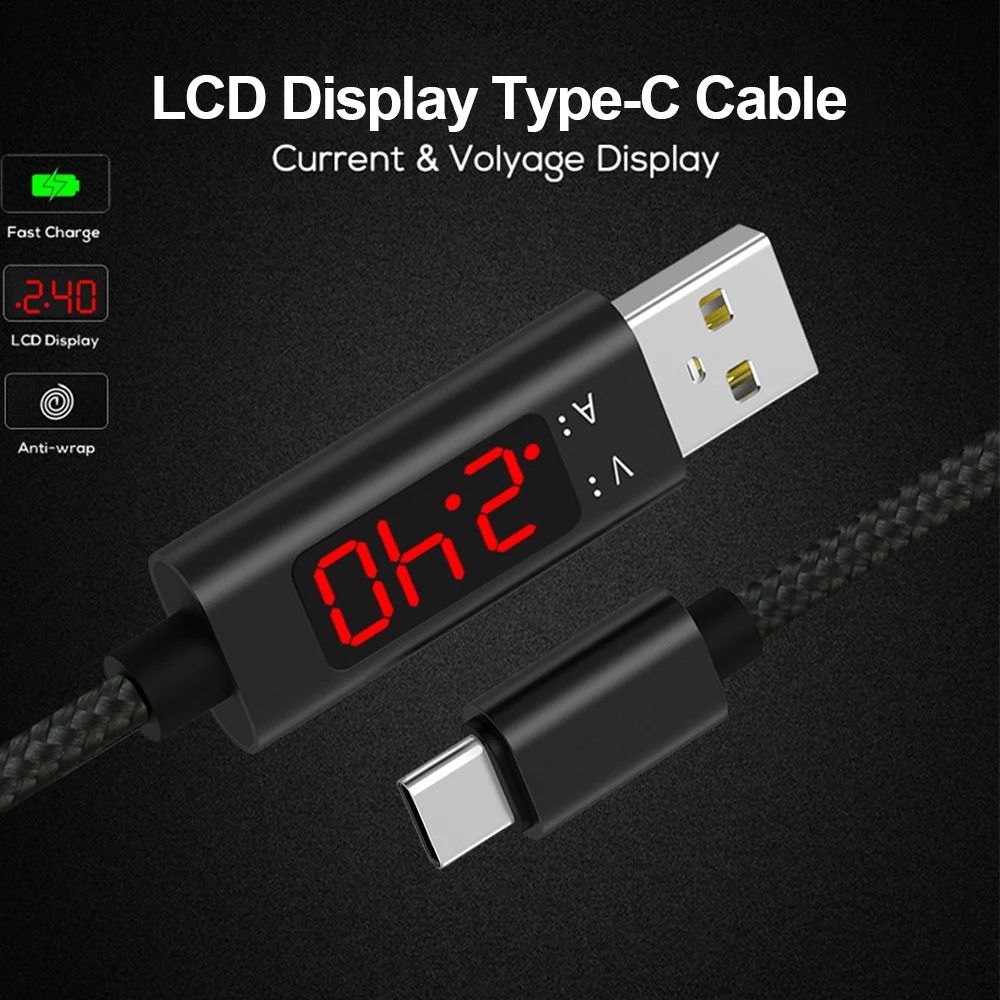 VOXLINK USB Type C кабель Напряжение и ток интеллигентая(ый) Дисплей кабель для синхронизации данных Шнур для samsung Galaxy Xiaomi Mi8 Быстрый зарядный кабель
