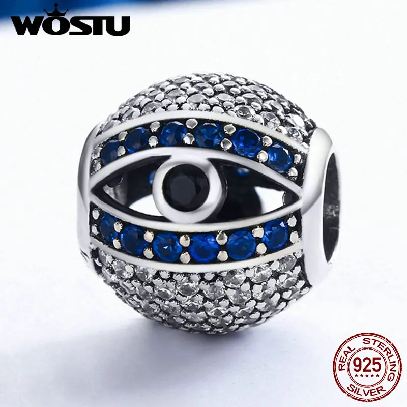 WOSTU высокое качество 925 пробы Серебряный глаз Назара Бусины Подходят WST браслет DIY ювелирные изделия прекрасный подарок CQC172