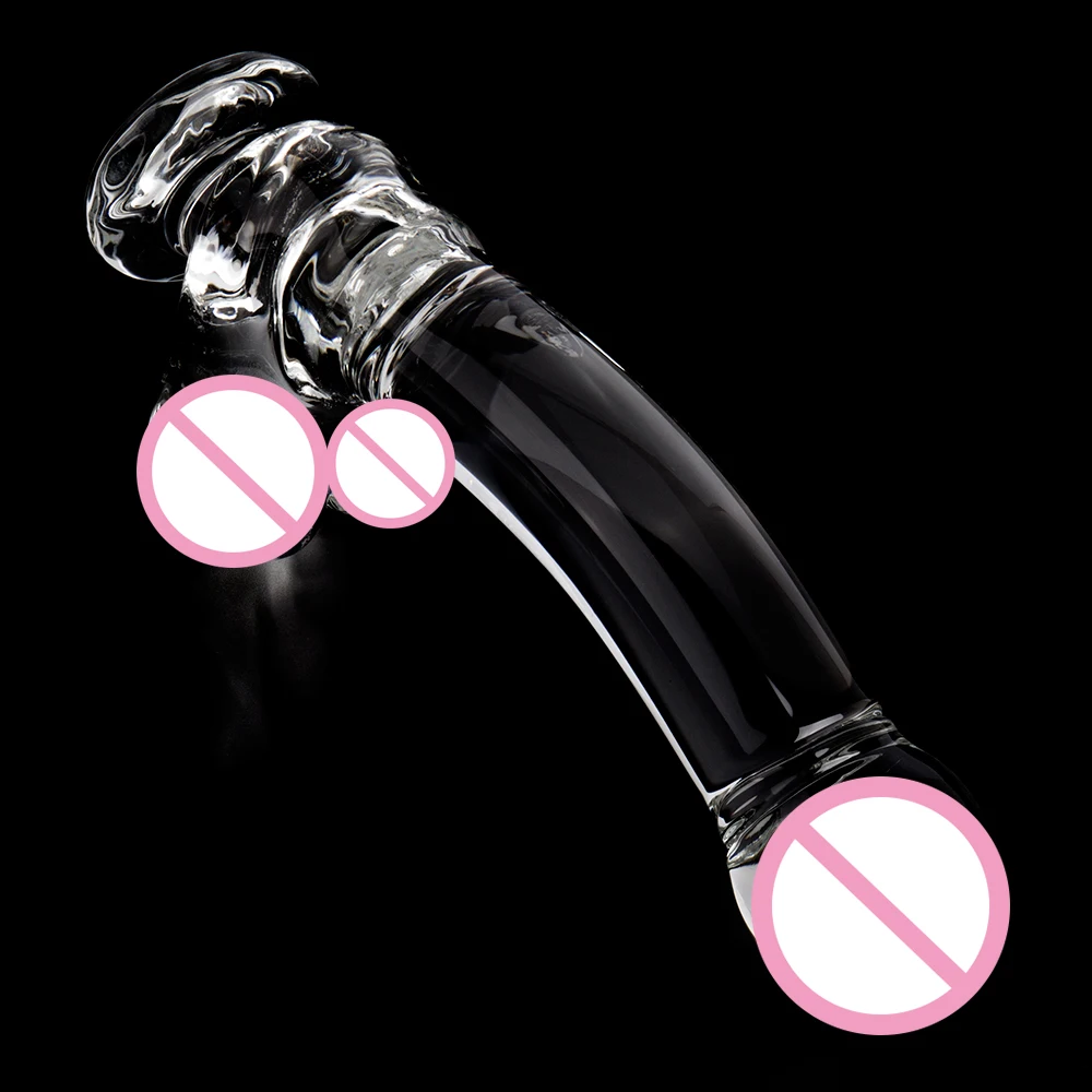 Изогнутый 9 дюймовый большой прозрачный стеклянный фаллоимитатор прозрачное