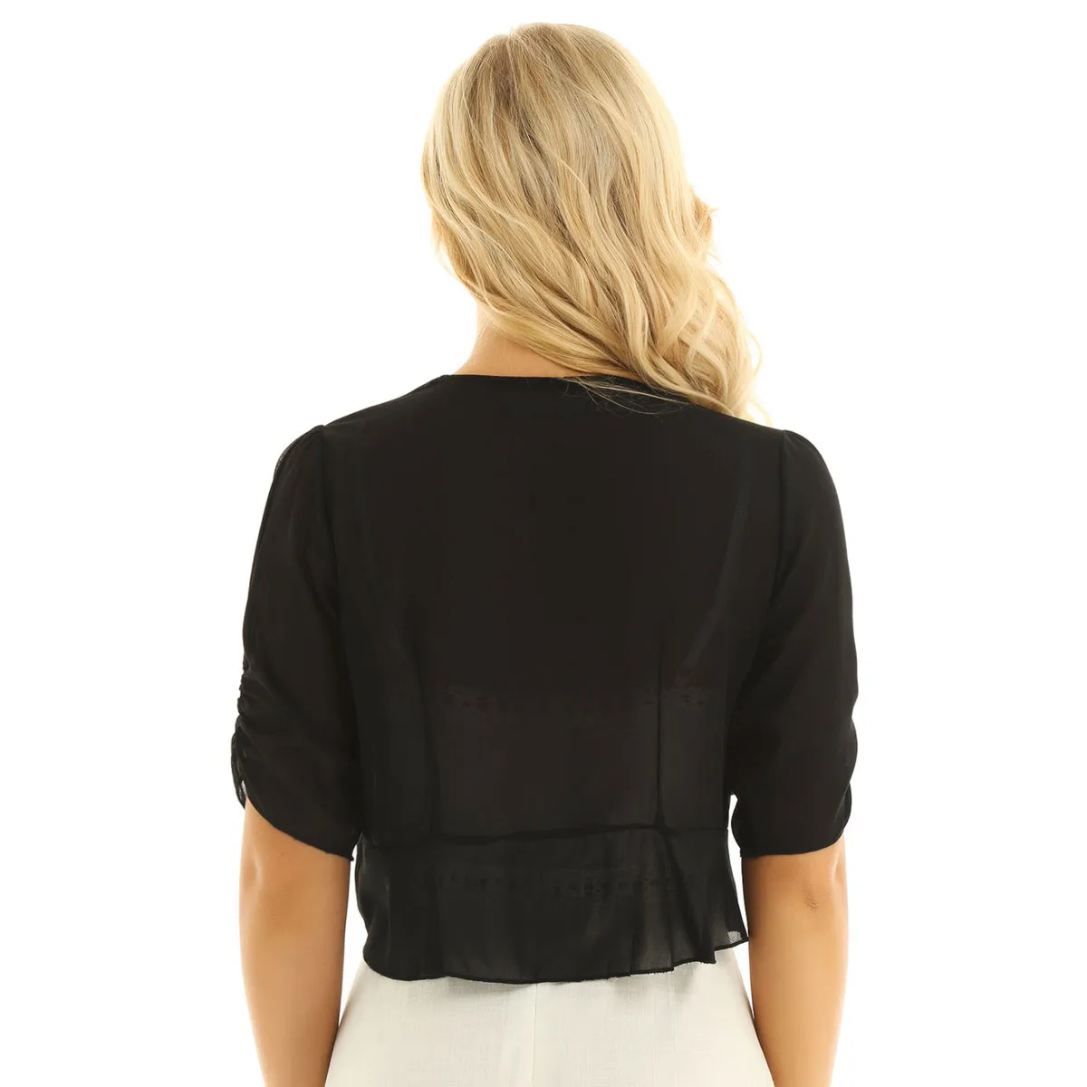 Женское шифоновое болеро Элегантное открытое спереди полупрозрачное