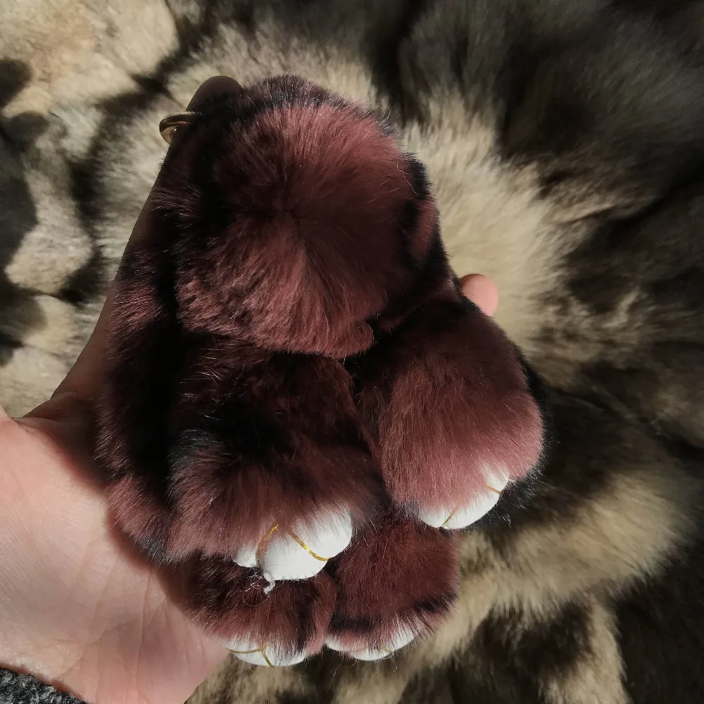 Magicfur Бургунди черный Настоящий мех кролика мяч с кроликом мягкая одежда принтом