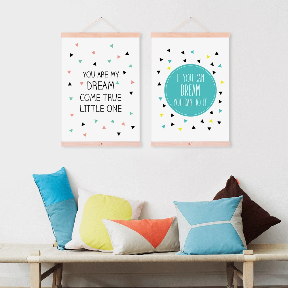 Kawaii Cute Motivational Quotes Posters Print Nordic Style Kids Room Decor Wall Art Picture Scroll Wooden Framed Canvas Painting | Дом и сад
