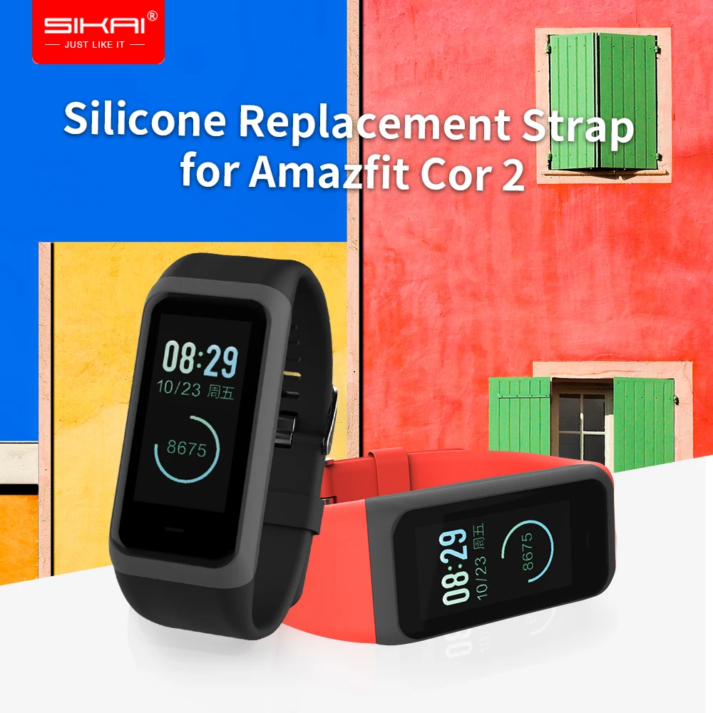 SIKAI silicone loop strap for Amazfit Cor 2 Wrist Strap Replaced Midong bracelet Band Xiaomi Huami Amazift A1712 Wristband | Электроника