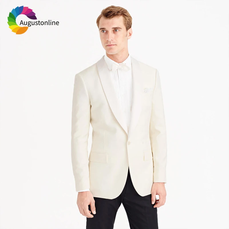 

Ivory Wedding Suits Groom Wear Slim Fit Men Suits Tuxedos Terno 2Pieces (Jacket+Pants) Groomsman Bridegroom Blazer Costume Homme