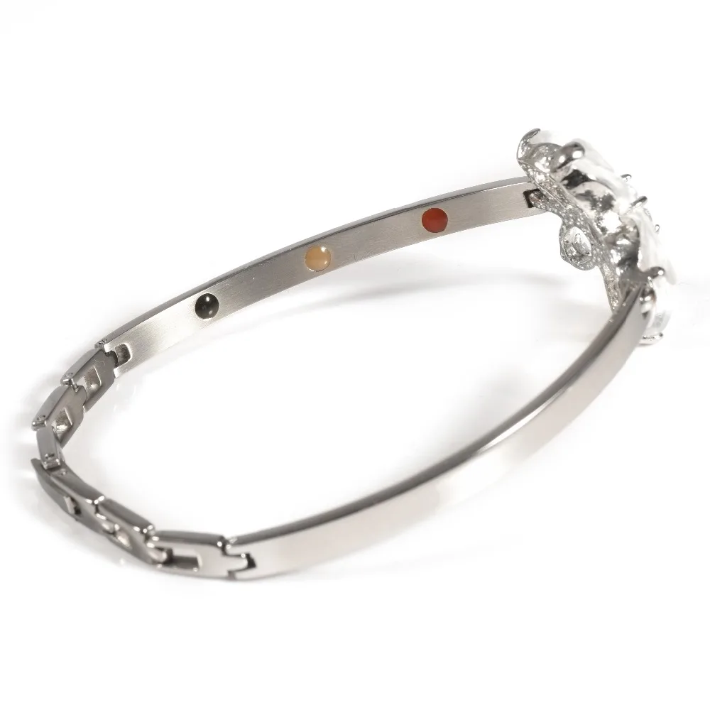 Wollet Jewelry 316L Stainless Steel Magnetic Bracelet For Women Flower Charms Metallic Color Health Care Healing Energy Magnet |