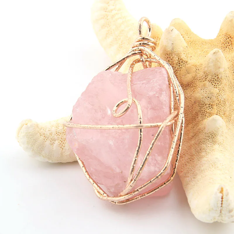 Роза кварца аметисты нерегулярный Натуральный Камень Подвески DIY для ожерелья или ювелирных изделий