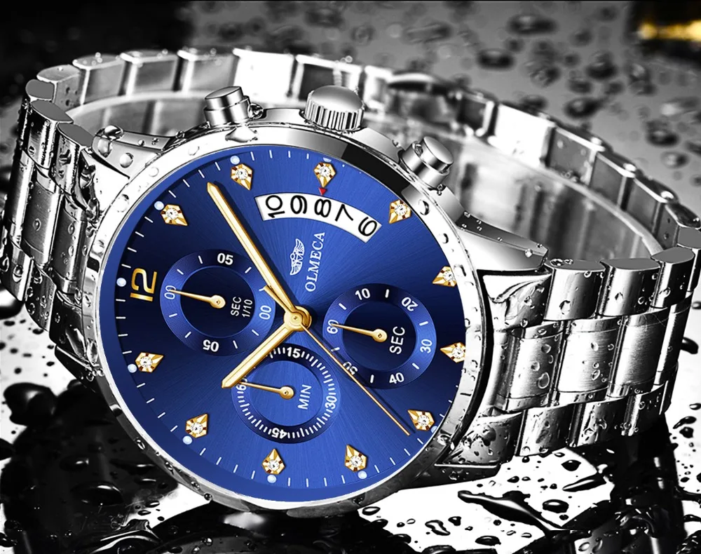 OLMECA Известный Топ бренд Relogio Masculino мужские часы Роскошные модные повседневные