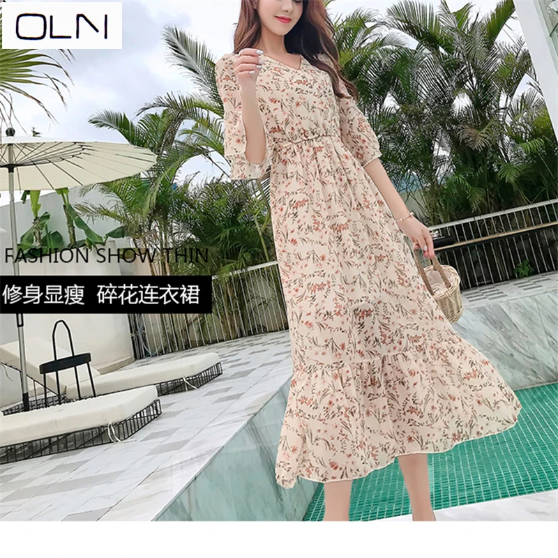 Платье OLN Новое корейское Vestidos поступление Высокое качество Ретро нежный ветер