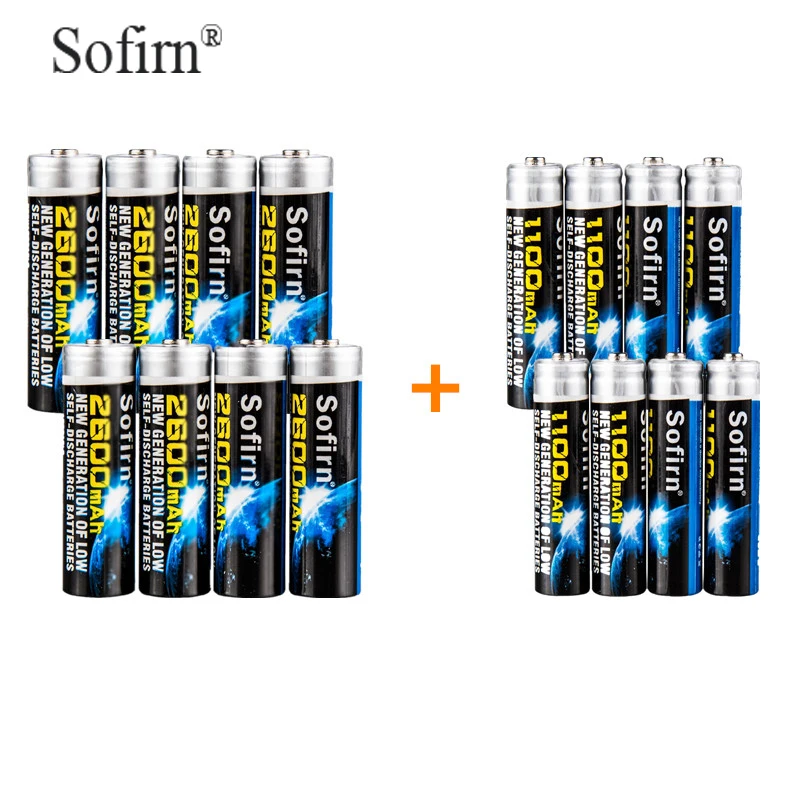 Аккумуляторные батарейки Sofirn AAA 1100 мА · ч (8 шт.) + AA 2600 1 2 В перезаряжаемые