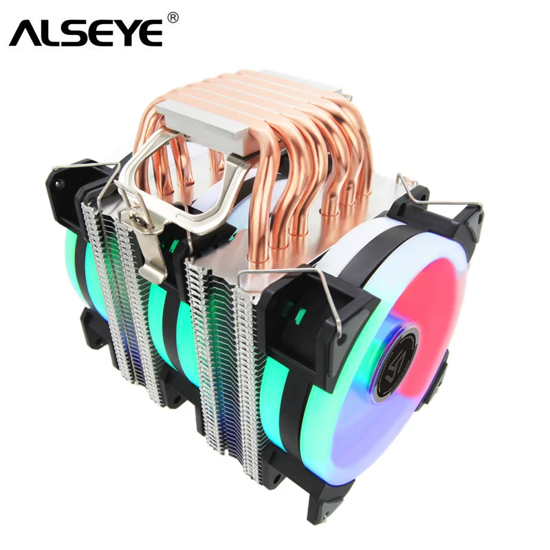 alseye dr 90 cpu cooler 6 heat pipes with rgb fan 4pin pwm 90mm cpu fan for computer lga775115x136620111200 am2am3am4 free global shipping