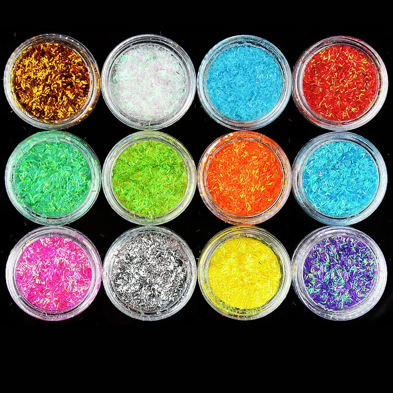 Блестящий Порошок для ногтей 12 шт./лот блестящий порошок пыльный драгоценный