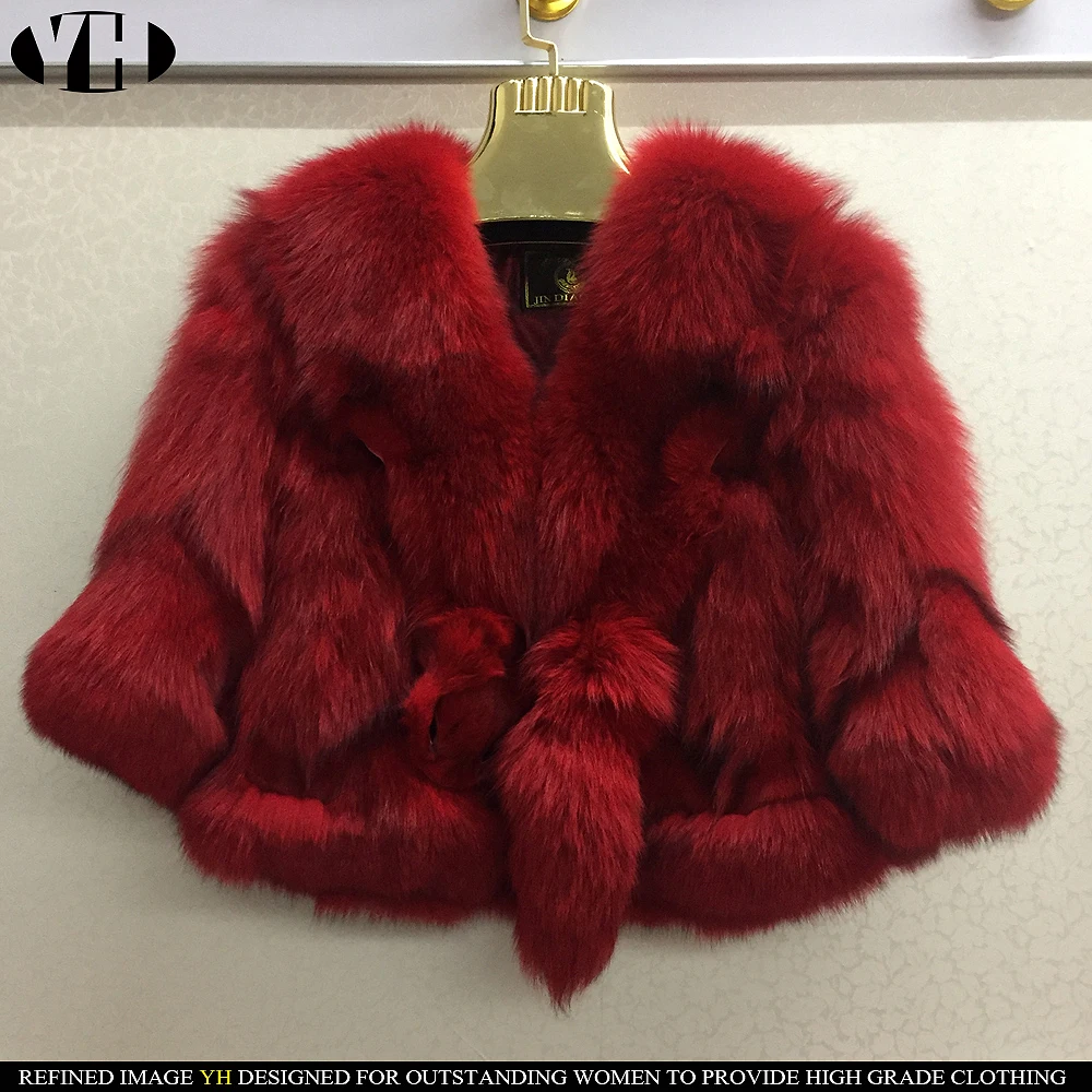 2019 new arrive women winter thick warm fur coat real fox jacket big collar outfit solid color fashion outerwear | Женская одежда