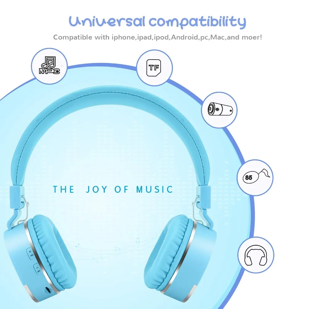 Bluetooth Беспроводные Проводные наушники Складная гарнитура для детей и взрослых