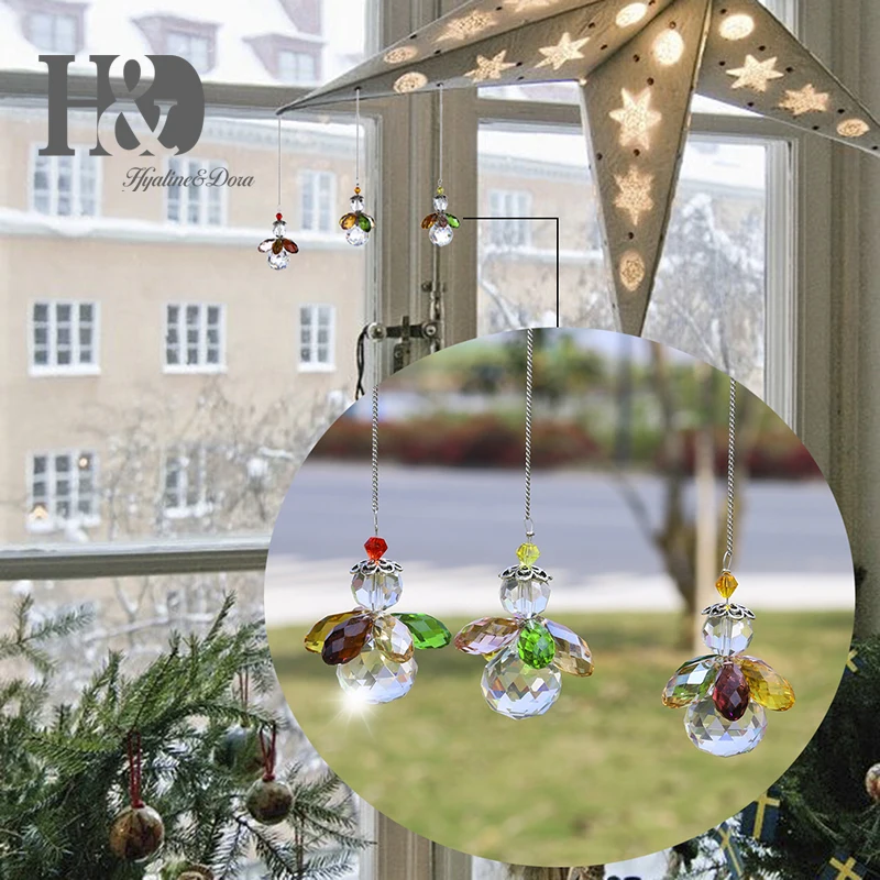 H&ampD Hanging Crystal Angel Suncatcher Chakra Rainbow Maker Guardian Ornament Window Decor Home Wedding Favors Pack of 3 | Дом и сад