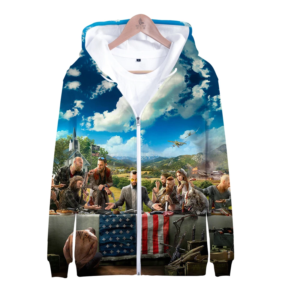 Far Cry 5 модных 3D с застёжкой молнией и рисунком худи для женщин/мужские толстовки