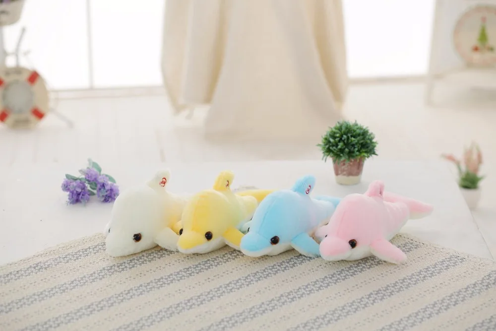 Прямая поставка бесплатная доставка 32 см ночник светящийся дельфин плюшевые