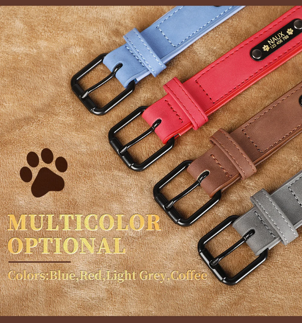 Ошейники для собак, персонализированный кожаный ошейник для собак с именем, ID метки для маленьких средних собак, Питбуль бульдог Beagle Correa Perro