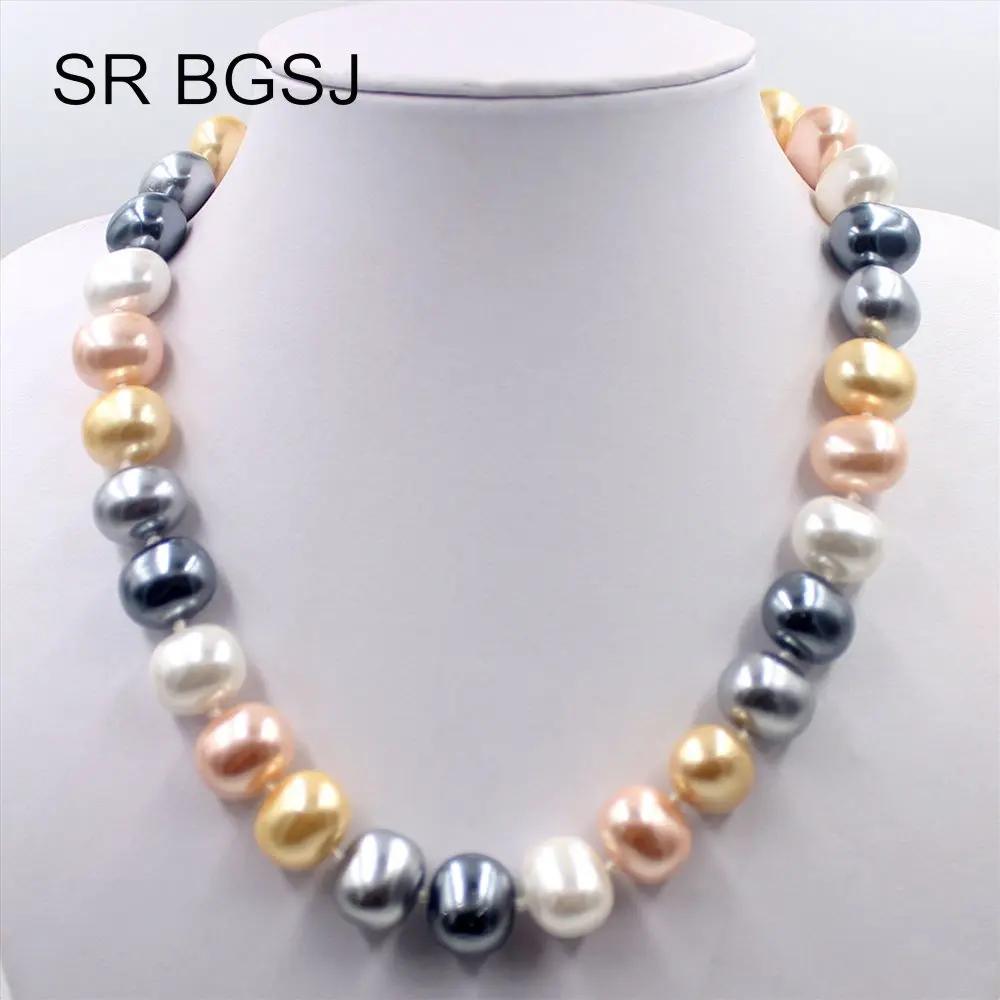 Бесплатная доставка 15x12 мм Разноцветные South Sea Shell Pearl яйцо Форма бусы узел GP