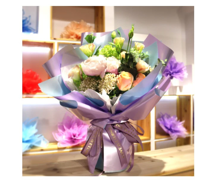 Розовый золотой цветок оберточной пленки Водонепроницаемый подарочная упаковка