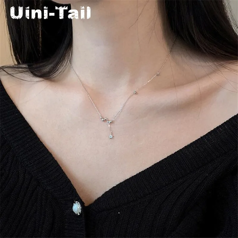 Uini Tail 2019 новое женское серебряное ожерелье в горошек со звездами Корейском стиле