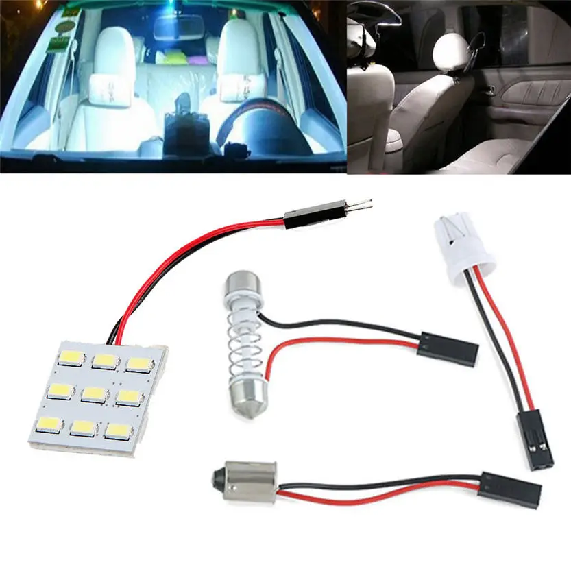 Автомобильная интерьерная лампа 9 SMD 5630 LED T10 BA9S купольная Светодиодная панель 12V