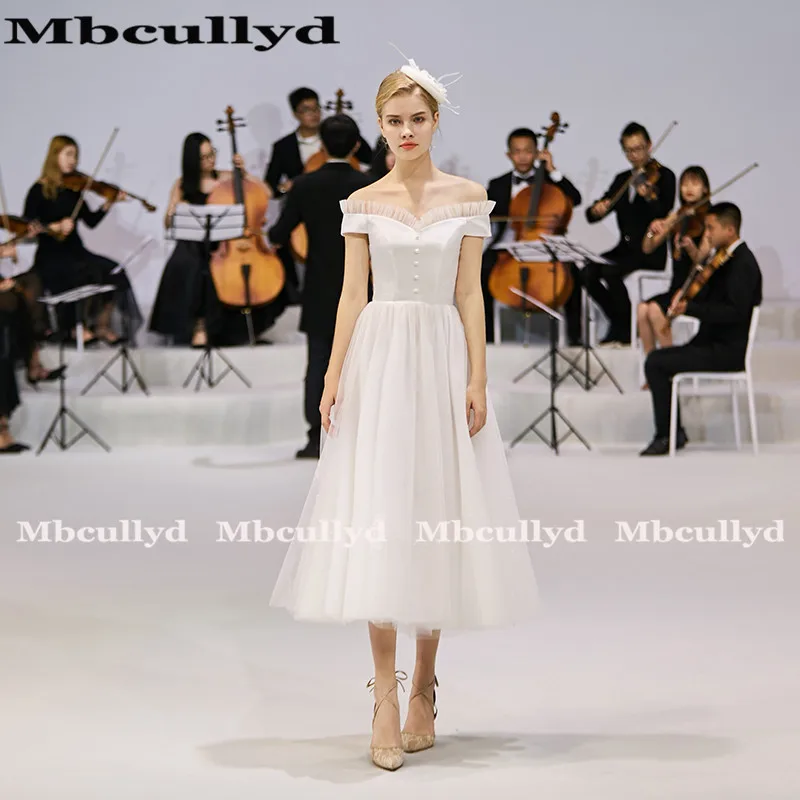 Платье Свадебное Mbcullyd женское короткое винтажное пляжное ТРАПЕЦИЕВИДНОЕ