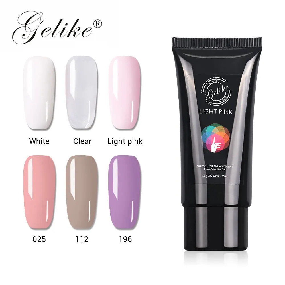 

Gelike 60g Poly Nail Gel 6 Colors Crystal UV LED Builder Tips Enhancement Slip Solution Quick Extension Nail