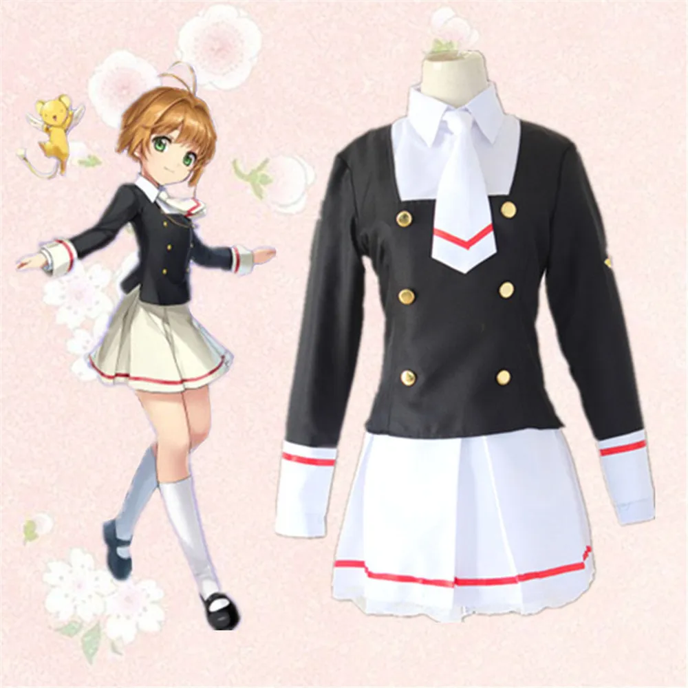 Cardcaptor Sakura Clearcard карнавальный костюм Kinomoto Tomoyo Daidoji Школьная форма Косплей| |