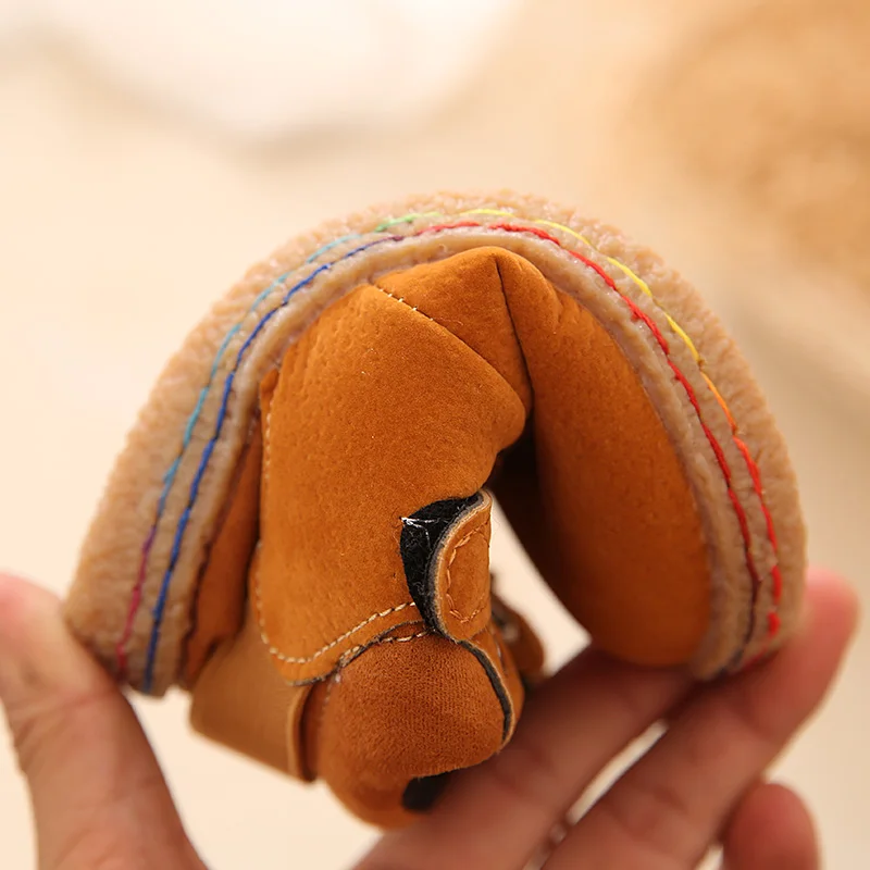 Удобные детские зимние теплые ботинки обувь для малышей модные плюшевые