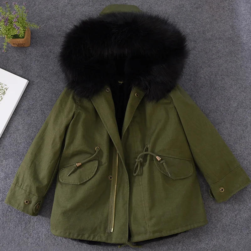 Winter children Rabbit faux fur grass coat fox collar cotton for boys girls fashion children's clothing coats | Мать и ребенок