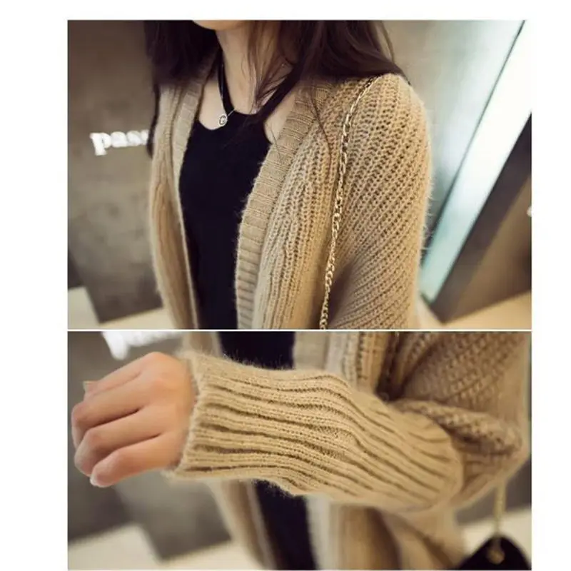 Autumn Sweater Women New Bat Sleeve Loose Large Size Fashion Jacket Female Long Knit Mohair Cardigan f1120 |