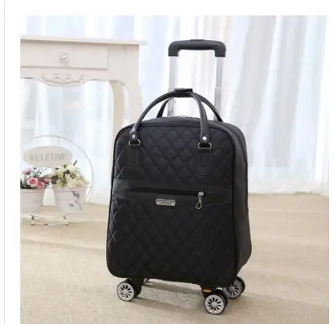 22 inch black Сумка на колесиках для путешествий, Женский дорожный рюкзак на колесиках, сумки на колесиках, Оксфорд, большая вместительность, багаж на колесиках, чемодан, сумка - Цвет: 22 inch black
