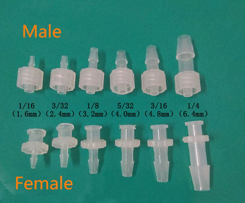 2шт 1/" 1/16" 1/" 3/32" 5/3" 1/8" 3/1" " шлангов прямой фитинг твист соединить мужской/женский Luer замок фитинги