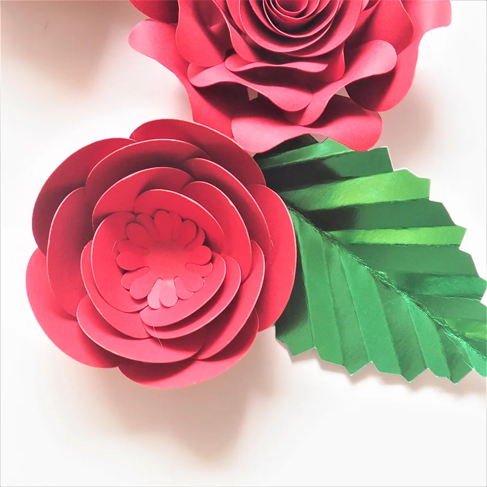 Ручной работы Cardstock красная роза DIY бумажные цветы листья Набор для рождества