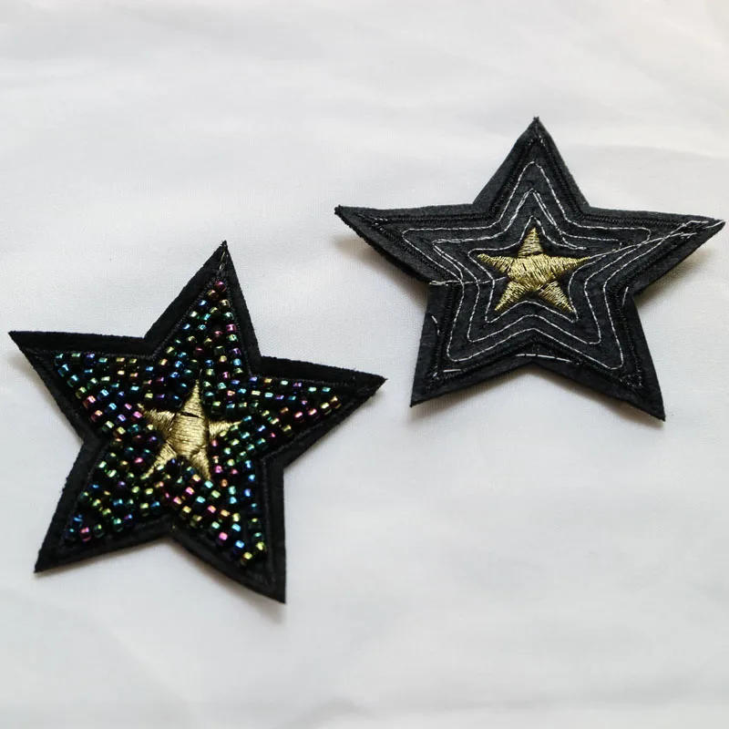 2 шт./компл. черные нашивки со звездами и бусинами для одежды с блестками стразы