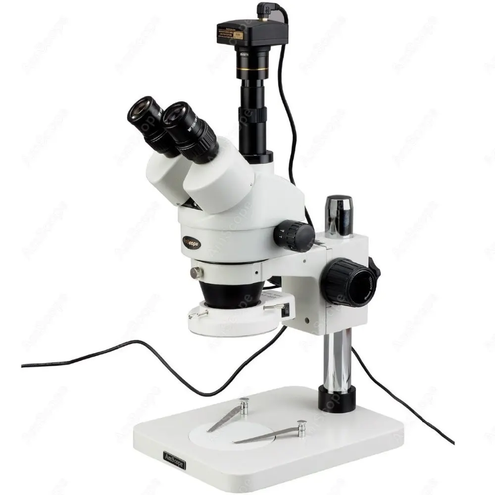 

Zoom Stereo Microscope--AmScope Supplies 3.5X-90X 144-LED Zoom Stereo Microscope Circuit Soldering + 9MP Digital Camera