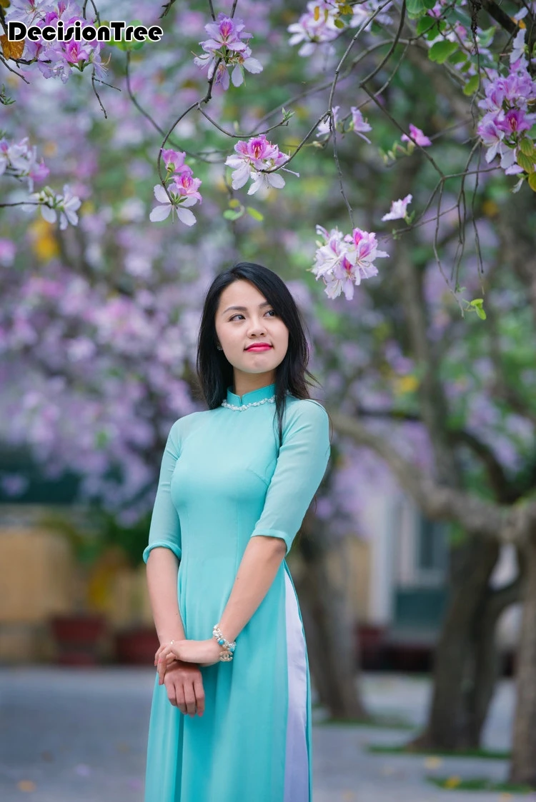 Белая женская традиционная вьетнамская одежда aodai вьетнамские халаты и брюки вьетнамские костюмы Улучшенный чонсам