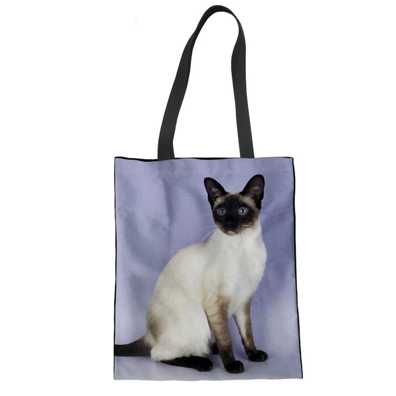 LMF1271Z22 WHEREISART Яркая сумка для шоппинга Saco Compras Animal Siamese Cat женские матерчатые сумки хлопчатобумажная хозяйственная сумка на плечо - Цвет: LMF1271Z22