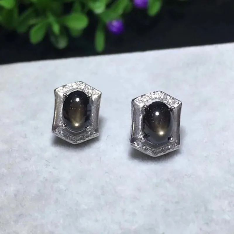 Женские серьги гвоздики из серебра 925 пробы с сапфиром 5 х7 мм|stud earrings|gem stud earringsnatural