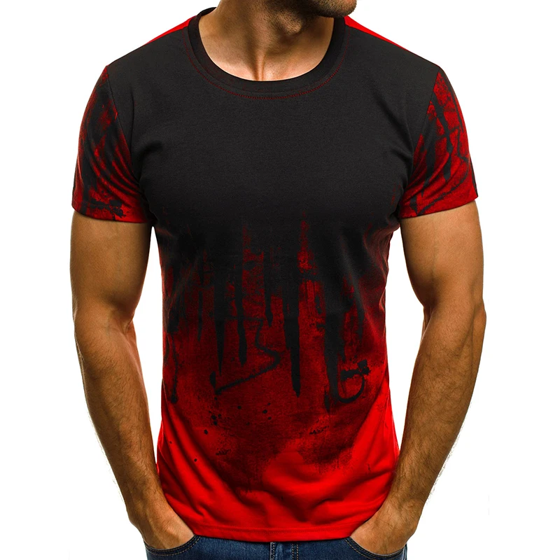 Футболка мужская с круглым вырезом модная тенниска из смеси хлопка особым