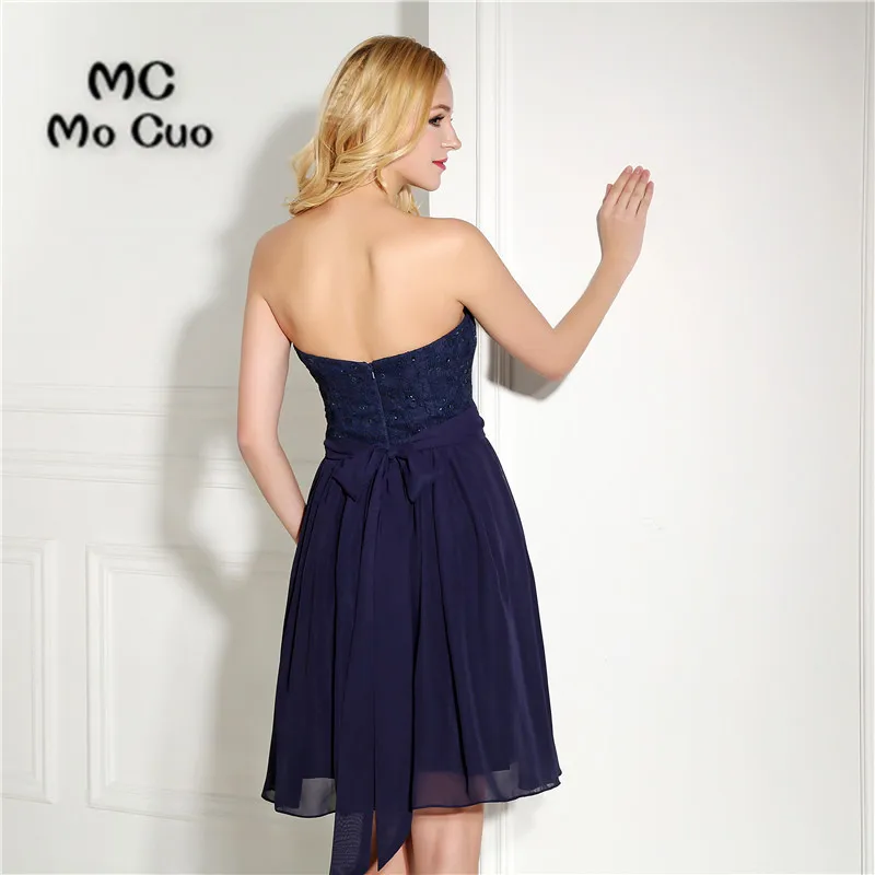 Темно-синее платье для выпускного вечера недорогое ТРАПЕЦИЕВИДНОЕ мини-платье с