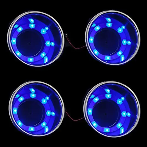 

4 Pieces LED Blue Stainless Steel Cup Drink Holder with Drain & LED Blue Marine Boat Rv Camper