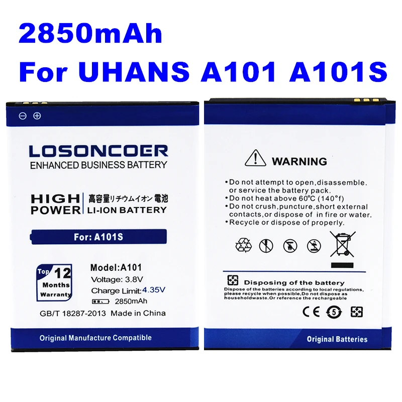 Сменный аккумулятор LOSONCOER 2850 мАч A101 для аккумулятора UHANS A101S|Аккумуляторы
