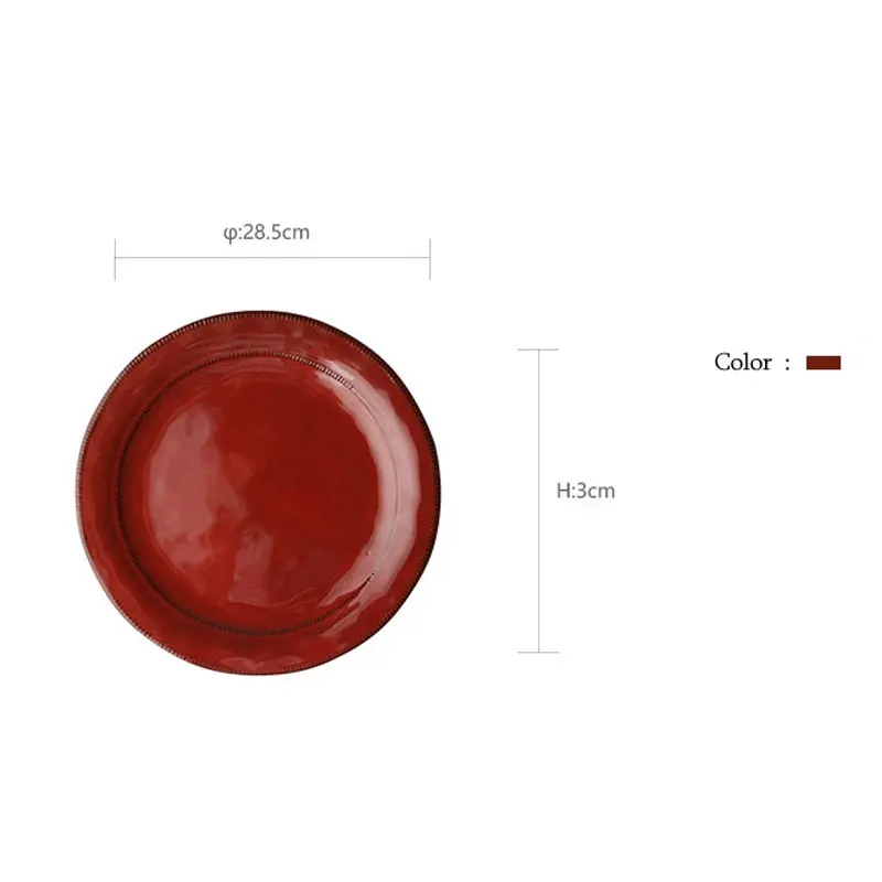 Yilala Ceramic Dinner Plates Red Color Dishes 10 Inch Tableware Elegant Dinnerware Porcelain Large Capacity Plate Dish | Дом и сад