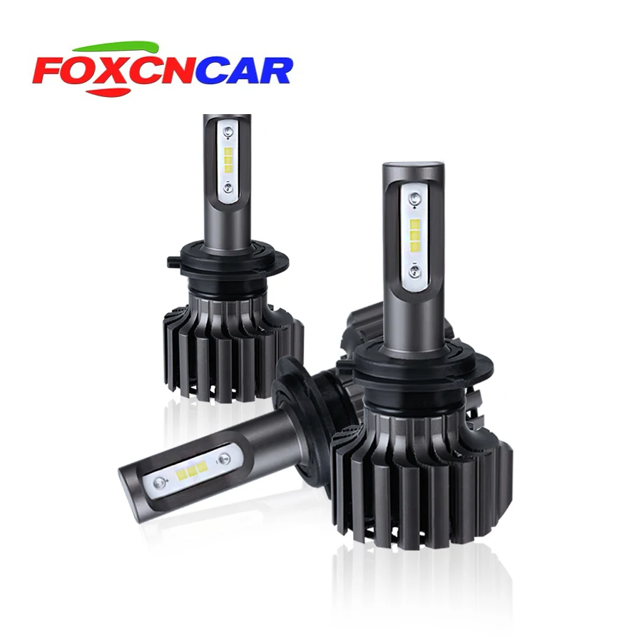 FOXCNCAR 2 шт. H4 H7 H11 H1 H3 9005 9006 автомобильный блок светодиодов лампы 72 W 8000LM 6500 K Авто налобный фонарь светодиодный свет автомобиля V1S DC12v 24 v