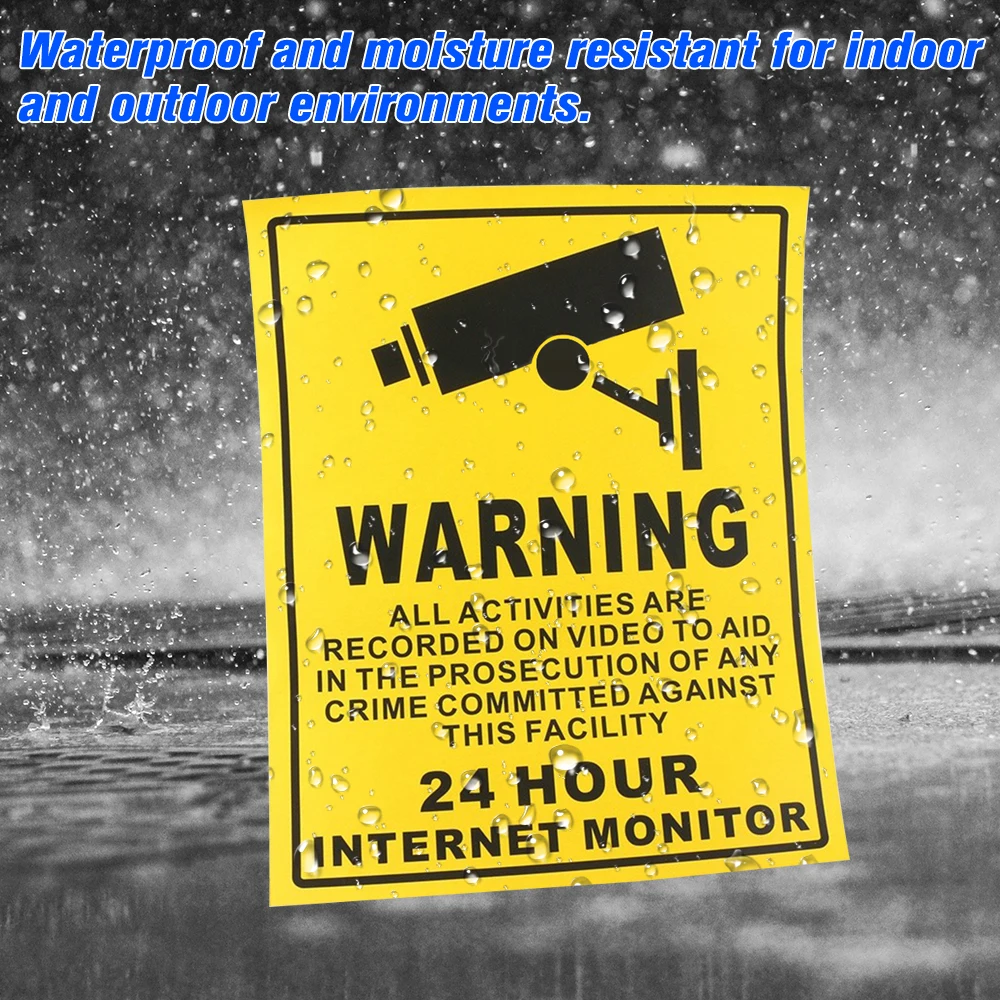 

5pcs/lot Safurance Waterproof Sunscreen PVC CCTV Video Surveillance Security Camera Alarm Sticker 24Hour Monitor Camera Warning